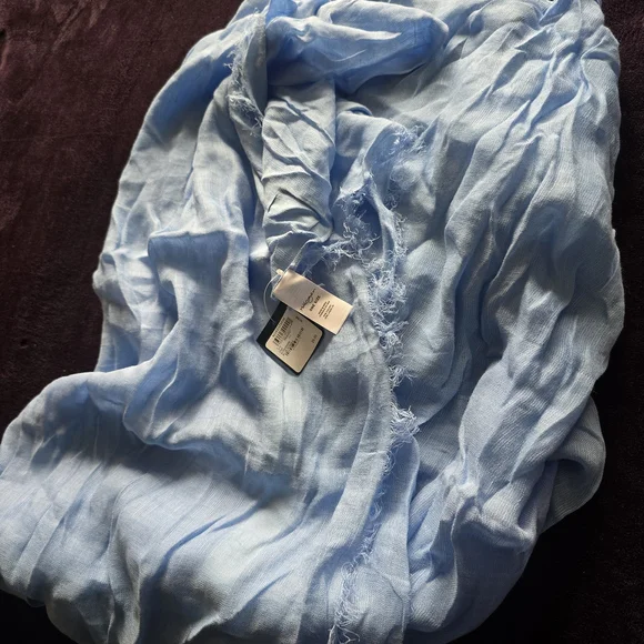 Nordstrom Light Blue Cotton Scarf with Frayed Edges - Picture 3 of 3